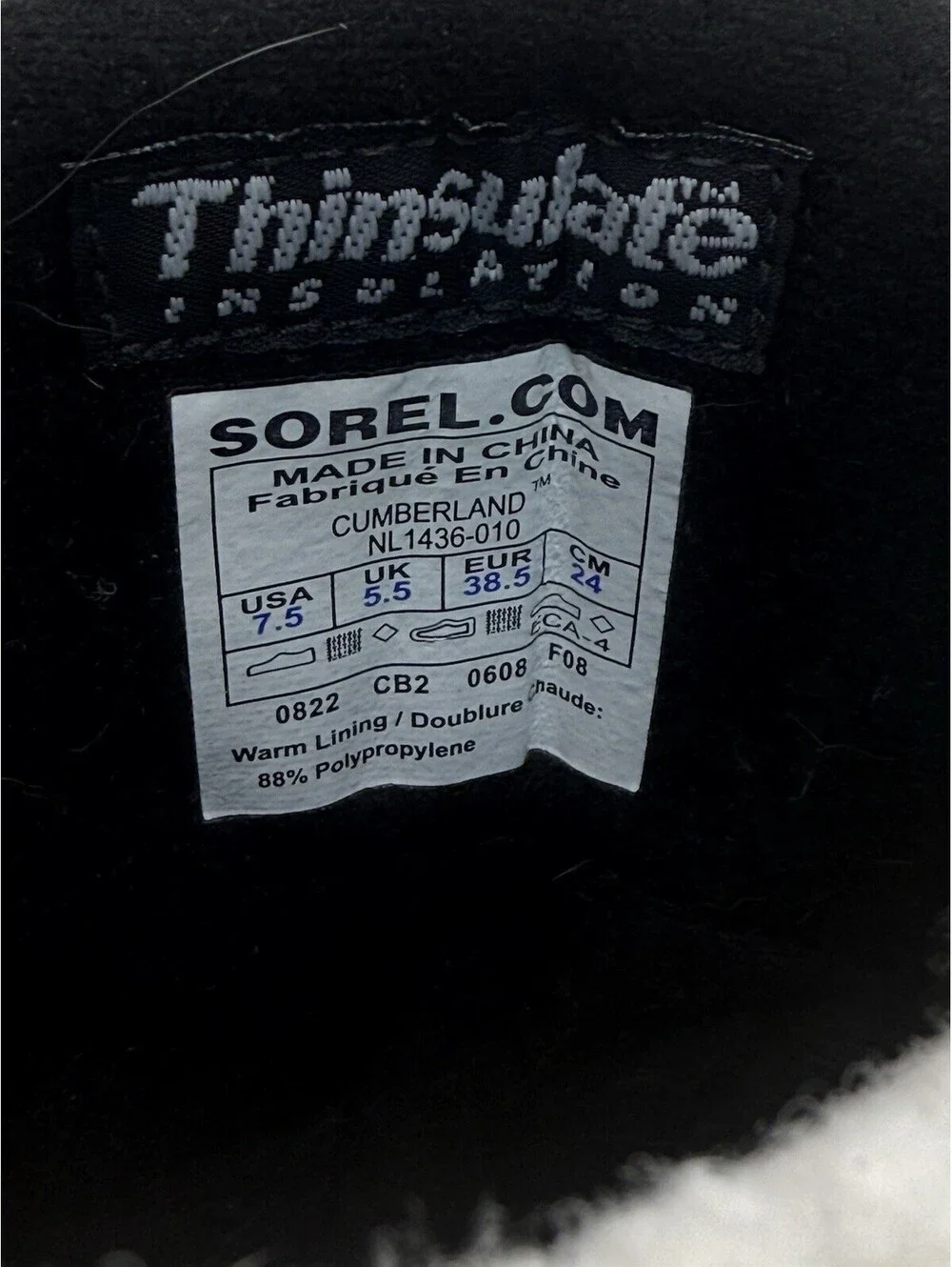 SOREL Cumberland Winter Snow Boots Womens 7.5 Black Waterproof Faux Fur Lining